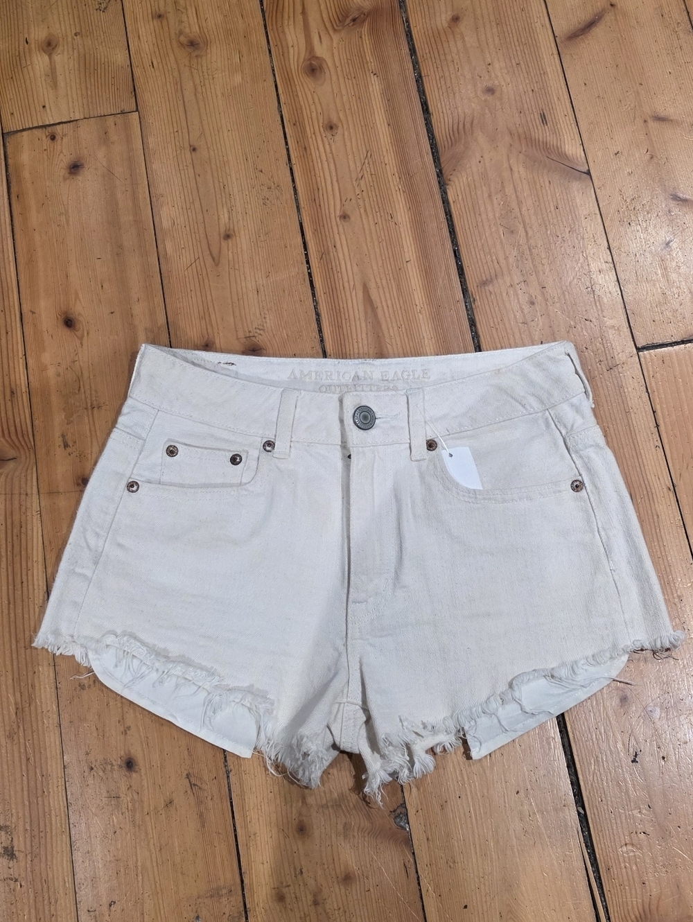 Women's Cream Denim Shorts